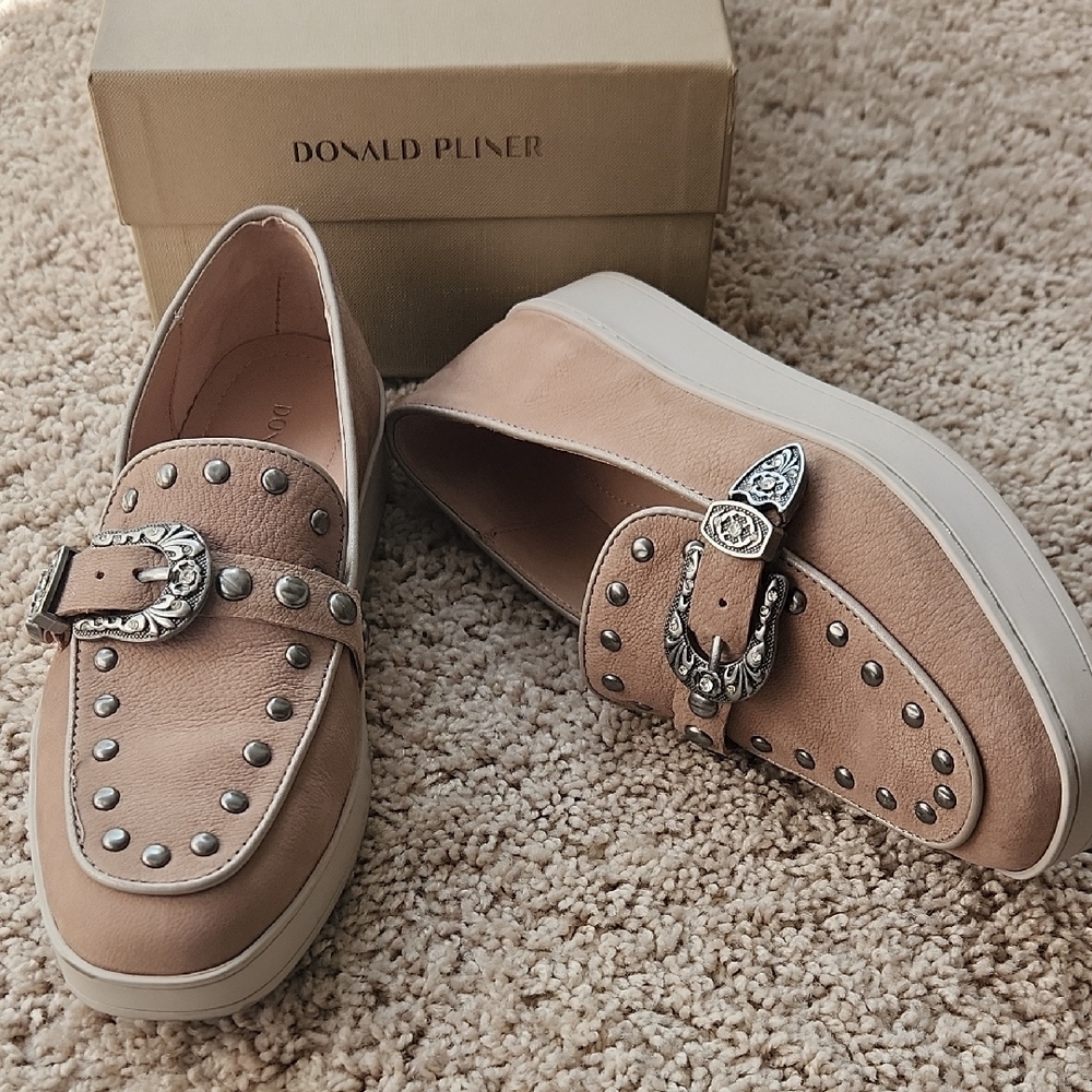 Donald J. Pliner Tan Studded Women's Loafers